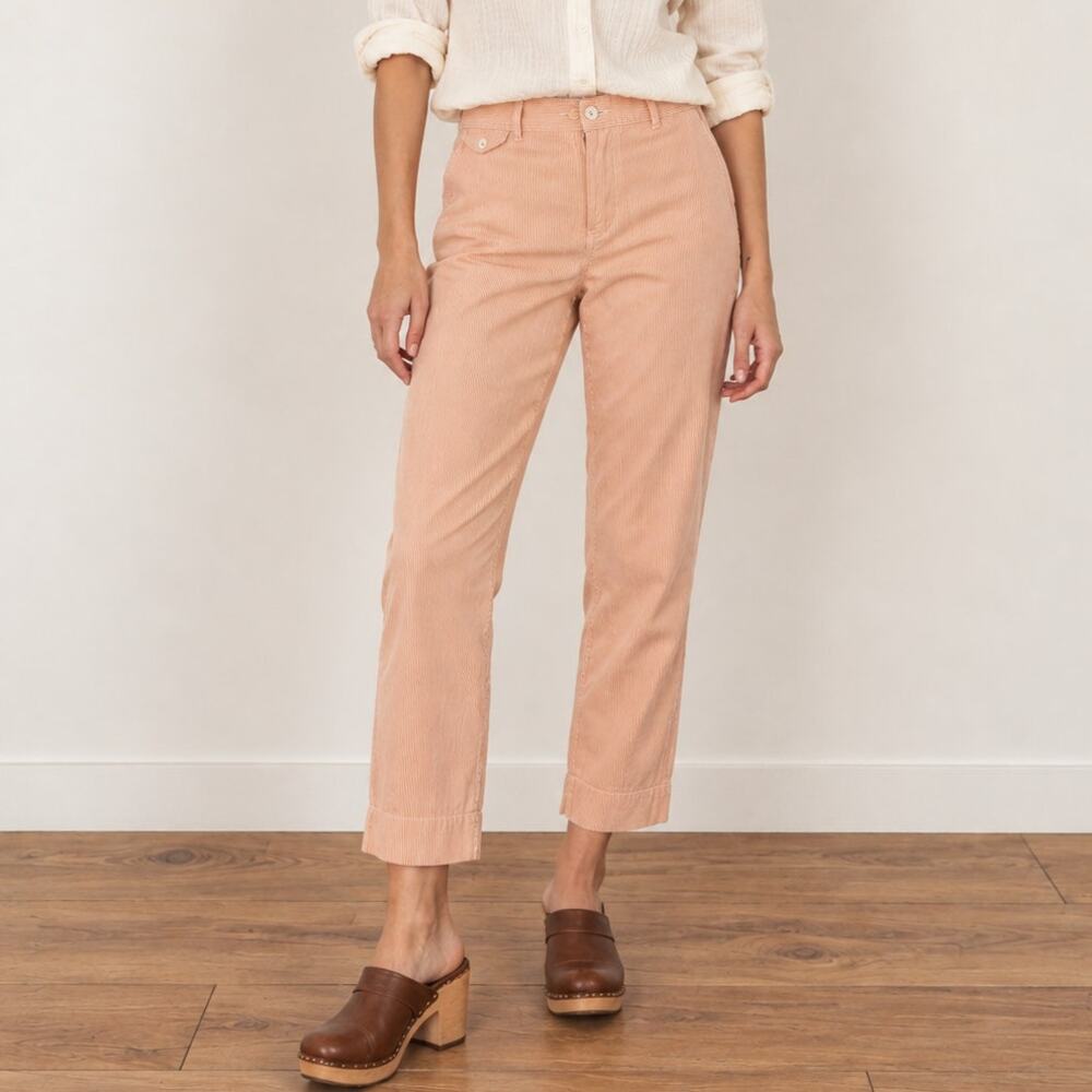 Anthropologie Paper Boy Women’s Size 12 Peach Pinstripe Cropped Chino Pants